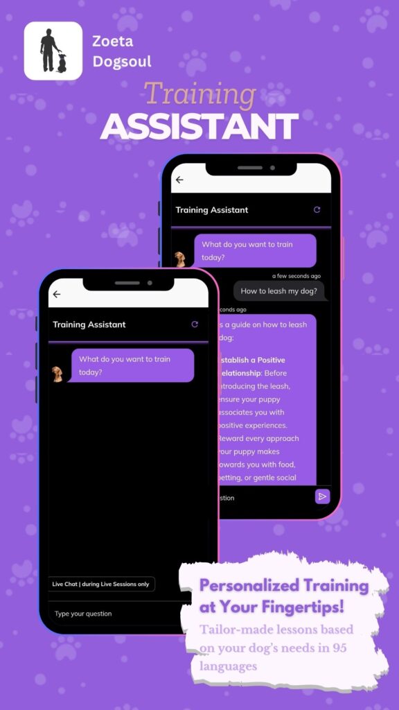 Personalized Training at Your Fingertips! – Tailor-made lessons based on your dog’s needs in 95 languages